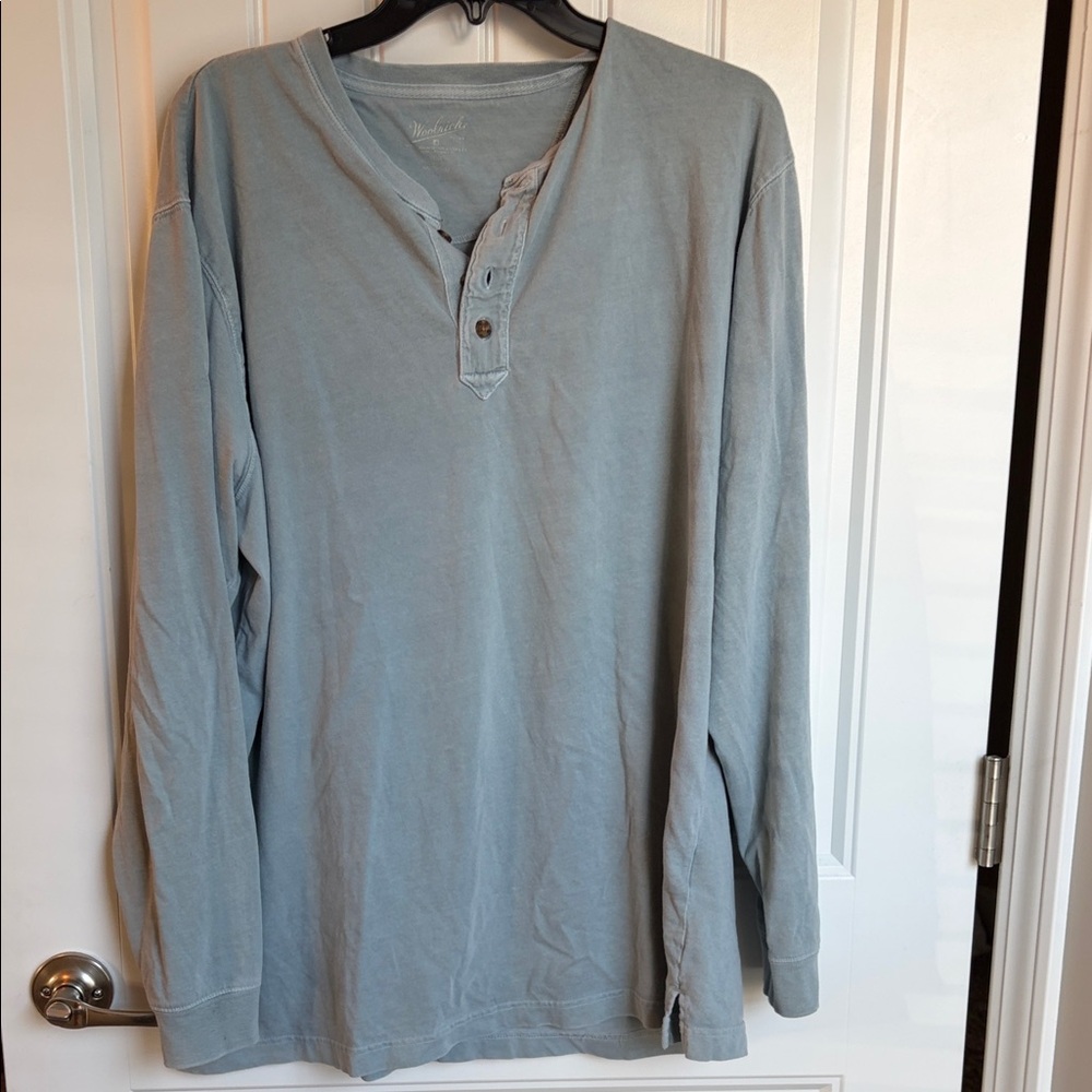 Woolrich Men's Sky Blue Long Sleeve Henley